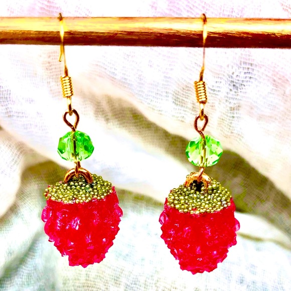 Gold Raspberry Earrings - Picture 9 of 9